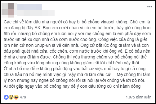 Nàng dâu bầu 6 tháng kể chuyện bố chồng bắt dậy sớm nấu cơm, chị em nghe xong không bênh vực mà còn mắng thêm - Ảnh 1.