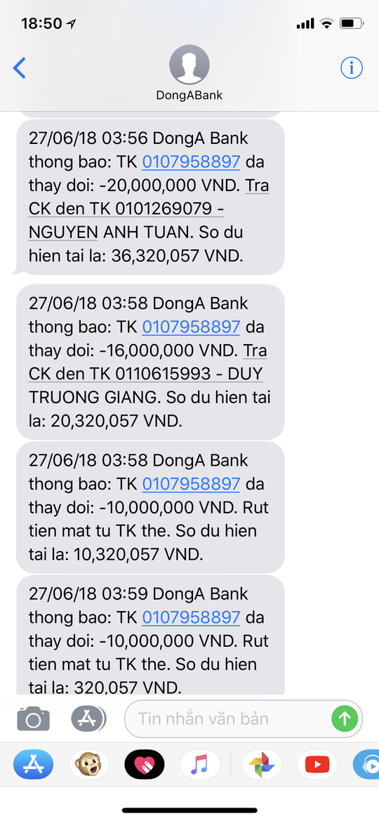  Chủ thẻ DongA Bank mất 116 triệu đồng muốn sớm được hoàn tiền  - Ảnh 1.