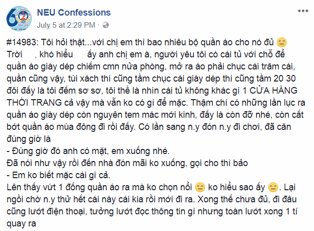 Thanh niên lên mạng ca thán người yêu có cả tủ đầy quần áo vẫn toan chiếm lương của mình để mua sắm - Ảnh 1.