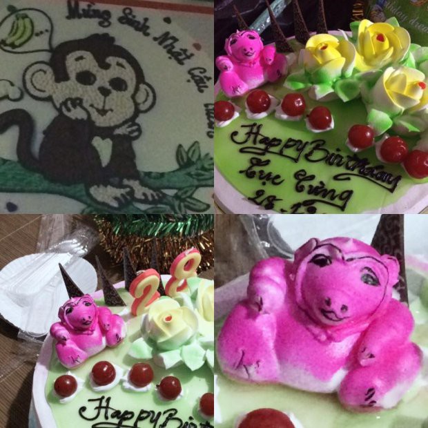 Cô gái đặt bánh sinh nhật hình con khỉ, nhìn sản phẩm dân mạng cười rũ rượi: Thợ bánh nghe nhầm thành con quỷ ư? - Ảnh 3.