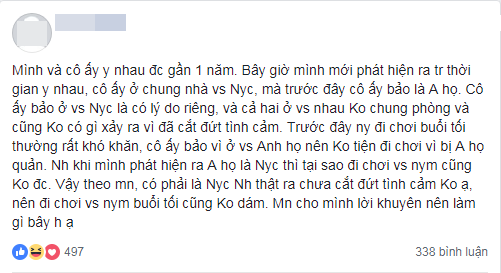 Hội chị em nổi điên vì thanh niên yêu hơn 1 năm mới phát hiện bạn gái sống chung với bạn trai cũ, ngụy trang là anh họ - Ảnh 1.