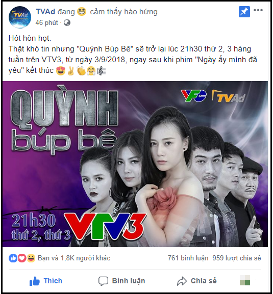HOT: VTV thông báo tiếp tục phát sóng Quỳnh Búp Bê từ ngày 3/9 khiến người hâm mộ sướng rơn - Ảnh 1.