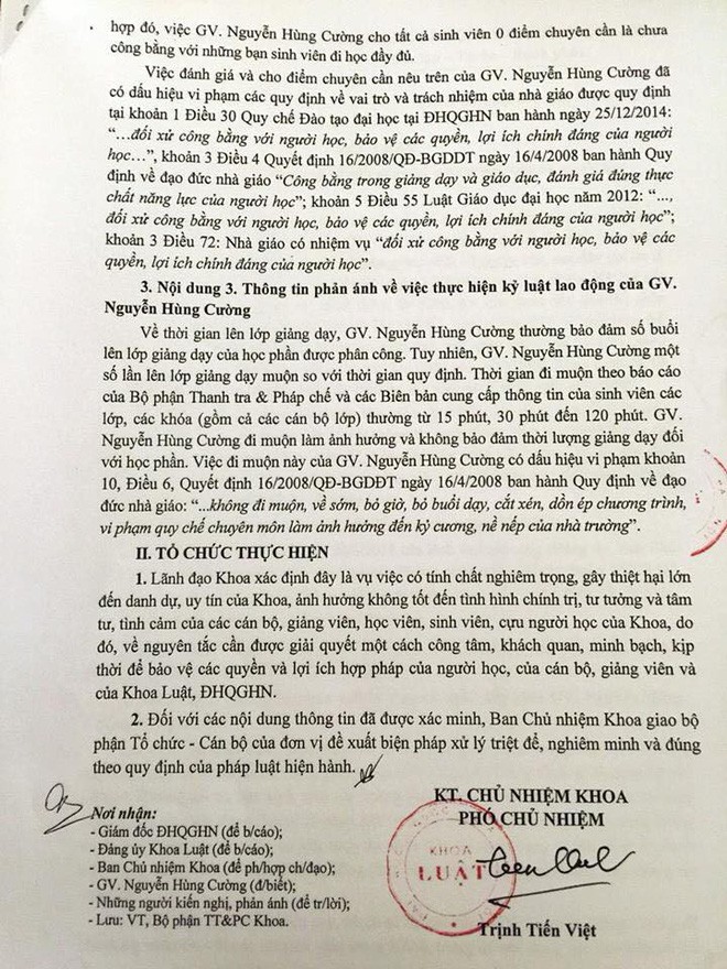 Đã có kết luận vụ việc nam giảng viên khoa Luật bị hàng loạt sinh viên tố gạ gẫm, bớt xén giờ dạy - Ảnh 3.