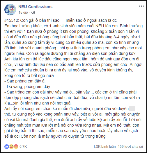 Bị bạn trai chê vì quần áo, bát đũa ngâm 3-4 ngày mới dọn rửa, cô gái tức tối đăng đàn hơi bẩn thì đã sao - Ảnh 1.