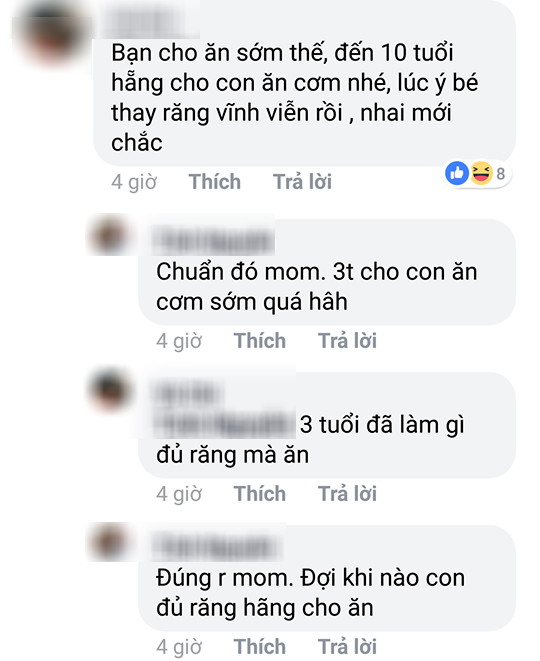 Thơ ngây hỏi con 3 tuổi đã cho ăn cơm được chưa, mẹ trẻ này được chị em thật thà tư vấn: Sớm thế, đợi 30 tuổi hãy cho ăn! - Ảnh 3.