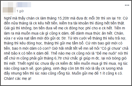 Lương chồng 20 triệu/tháng, vợ vẫn sợ thiếu hụt không dám sinh con, nghe xong chuyện dân tình mới vỡ lẽ vì sao - Ảnh 1.