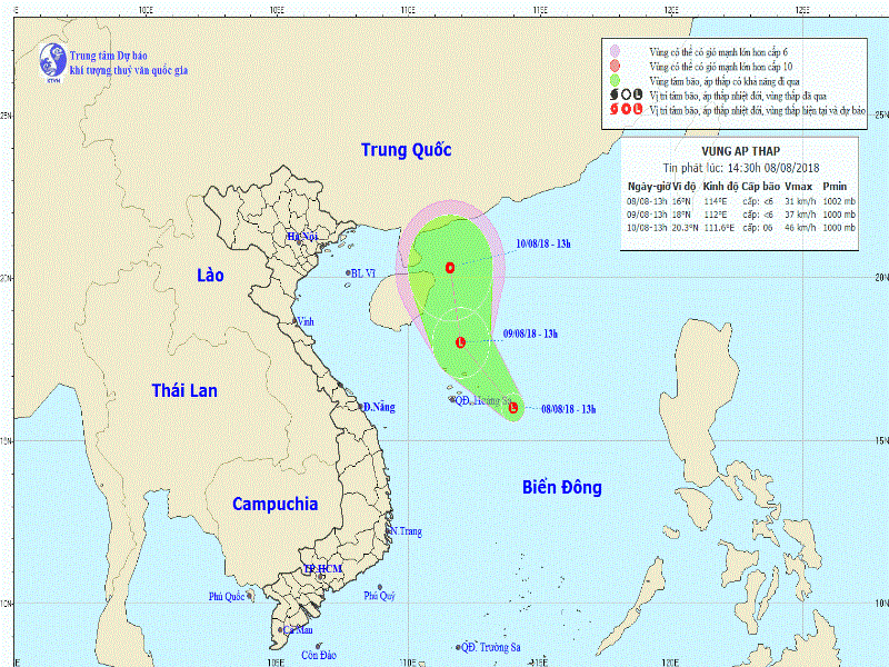 Một vùng áp thấp đang mạnh dần trên vùng biển Hoàng Sa - Ảnh 1.