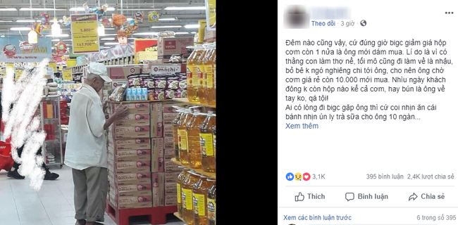 Bức ảnh ông lão cứ 8 giờ tối là tới siêu thị đợi mua cơm thanh lý với giá 10 ngàn đồng khiến MXH dậy sóng - Ảnh 2.