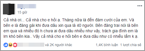 Hỏi đi đưa dâu 40 người là nhiều hay ít, cô gái vô tình khiến MXH “nổi bão” vì chín người mười ý khác nhau - Ảnh 1.