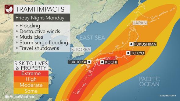 Bão Trami đang lao về Nhật Bản: Sức ảnh hưởng không bỏ sót bất cứ vùng nào! - Ảnh 1.