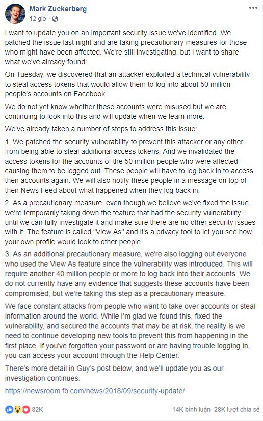 Cư dân mạng bình luận cực gắt trên status của Mark Zuckerberg sau vụ hack chỉ vì anh quên một thứ quan trọng - Ảnh 1.