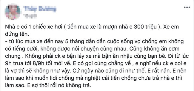 Mua xe chung nhưng muốn chồng trả tiền hết, ly hôn đòi cả tiền lẫn xe, vợ trẻ bị mỉa mai “khôn thế quê em đầy” - Ảnh 1.