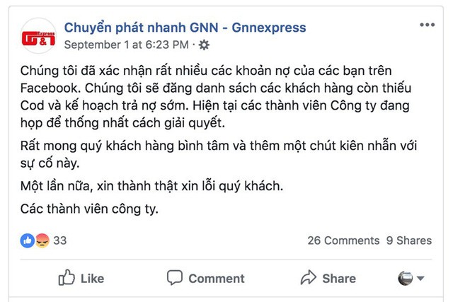 600 shop nguy cơ mất trắng 5,5 tỉ cho công ty giao hàng GNN: Dịch vụ ship COD tiềm ẩn nhiều rủi ro - Ảnh 1.