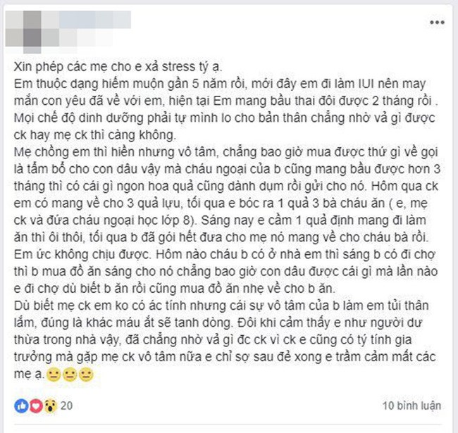 Con dâu hiếm muộn mãi mới mang thai, mẹ chồng không chăm đã đành, đến quả lựu cũng gói cho cháu ngoại - Ảnh 1.