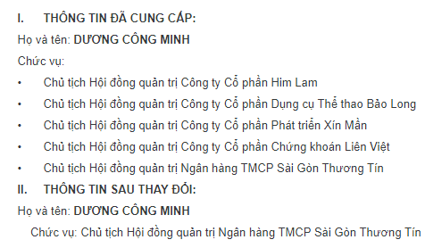  Ông Dương Công Minh chính thức từ chức Chủ tịch HĐQT tại 4 công ty để tập trung cho Sacombank  - Ảnh 1.