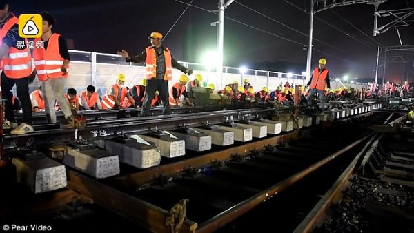 Chóng mặt: Công nhân Trung Quốc xây đường sắt mới chỉ trong 9 tiếng - Ảnh 3.