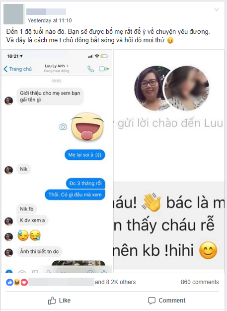 Đọc comment phát hiện con trai có người yêu, bà mẹ xì tin mày mò tìm Facebook cô gái làm quen: Thấy cháu dễ thương nên cô kết bạn - Ảnh 1.