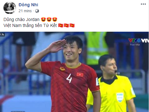 Hà Tăng, HHen Niê... đồng loạt chúc mừng đội tuyển Việt Nam giành vé vào tứ kết Asian Cup 2019 - Ảnh 3.