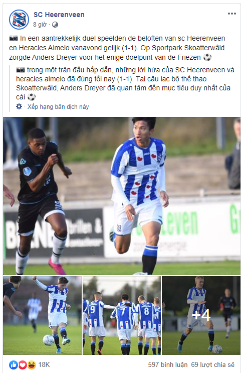 Heerenveen làm điều đặc biệt với Văn Hậu sau trận cho ngôi sao Việt đá trọn vẹn 90 phút - Ảnh 2.