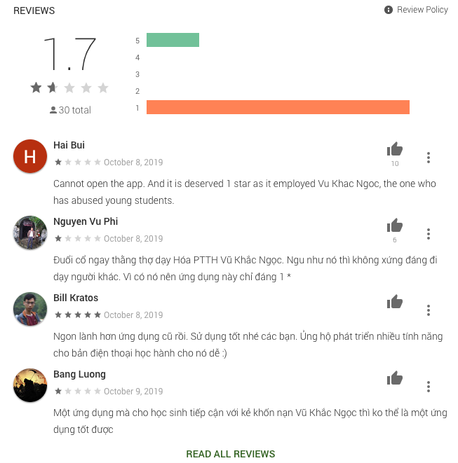 HOCMAI nhận bão 1* trên chợ ứng dụng, Google Maps vì hợp tác cùng giáo viên Vũ Khắc Ngọc - Ảnh 3. HOCMAI nhận bão 1* trên chợ ứng dụng, Google Maps vì hợp tác cùng giáo viên Vũ Khắc Ngọc - Ảnh 3.