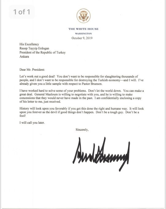 Toàn văn bức thư kỳ dị ông Trump gửi TT Thổ Nhĩ Kỳ: Nghị sĩ Mỹ phải thốt lên Không thể tin nổi - Ảnh 1.