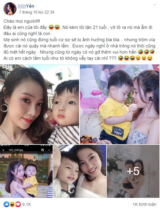 Khoe cậu em đáng yêu, cô chị bỗng dưng được chú ý vì có góc chụp giống Quỳnh búp bê - Ảnh 1.