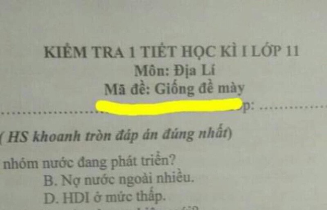 Thấu hiểu tâm lý học sinh trong giờ kiểm tra, cô giáo đặt mã đề cực độc khiến ai nấy phì cười - Ảnh 1.