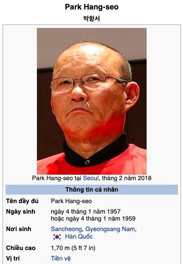 Tất cả chúng ta đều bị lừa: Wikipedia nhầm nhọt nghiêm trọng về ngày sinh của HLV Park Hang-seo - Ảnh 1.