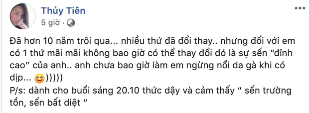 Thuỷ Tiên nổi da gà khi nhận được tin nhắn sến đỉnh cao từ Công Vinh nhân ngày 20/10 - Ảnh 2.