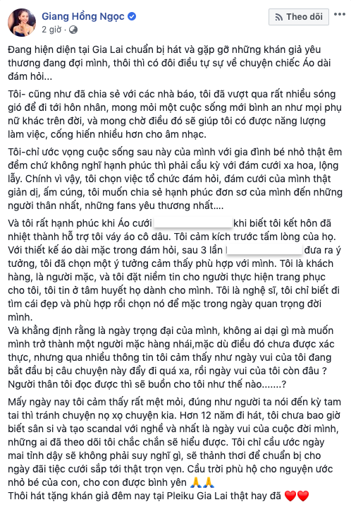 Giang Hồng Ngọc lên tiếng sau lùm xùm bị tố áo dài cưới là hàng nhái - Ảnh 4.