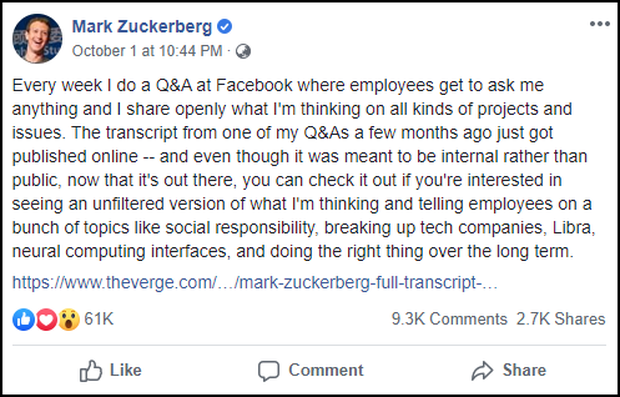 Dập scandal chất như nước cất từ Mark Zuckerberg: Không giấu mà còn hùa theo ủng hộ trên Facebook - Ảnh 2.
