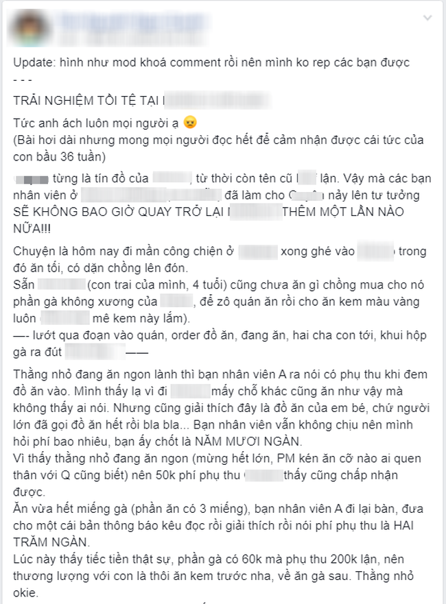 Mang đồ ăn cho con nhỏ vào nhà hàng nổi tiếng bị phụ thu 200k, mẹ bỉm sữa tức giận “bóc phốt” nhân viên lươn lẹo - Ảnh 1.