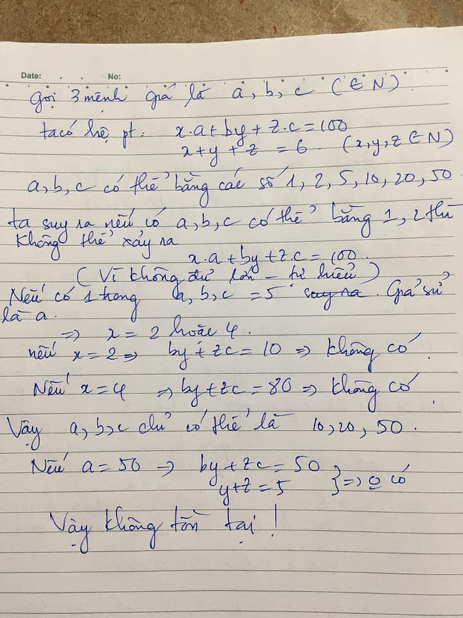 Bài toán Chọn 6 tờ tiền với 3 mệnh giá khác nhau sao cho tổng bằng 100k khiến dân mạng nát óc, nào ngờ đáp án quá đơn giản - Ảnh 3.