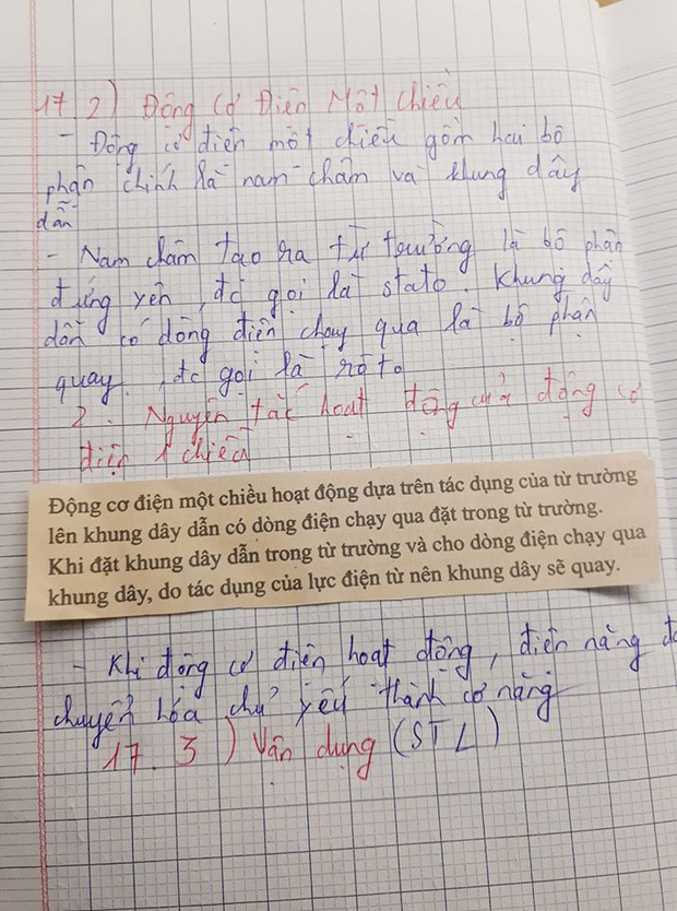 Cô giáo bảo về nhà chép lý thuyết vào vở, nam sinh lười quá... cắt luôn sách dán vào cho nhanh - Ảnh 1.