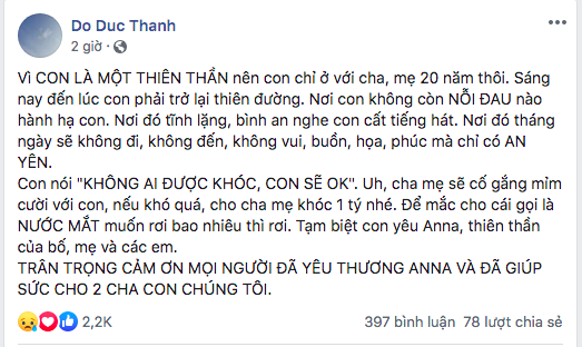 Xót xa với lời nhắn cuối cùng của con gái đạo diễn Đỗ Đức Thành trước khi lìa đời ở tuổi 20 - Ảnh 1.