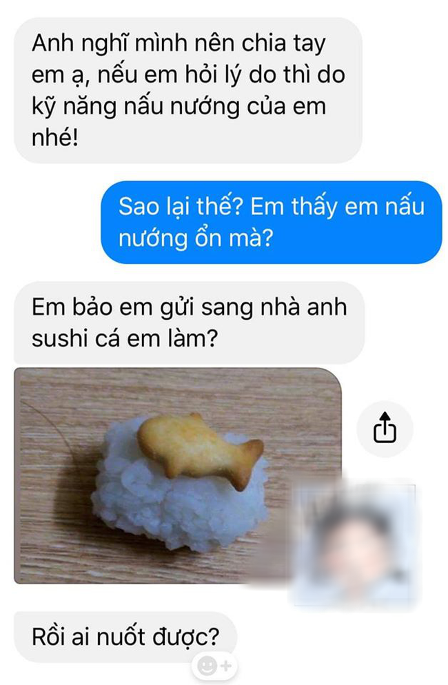 Chiêu đãi bạn trai món sushi cá, cô gái bất ngờ nhận lời chia tay với lý do nhìn vào đảm bảo ai cũng phải cười đến tắc thở - Ảnh 3.