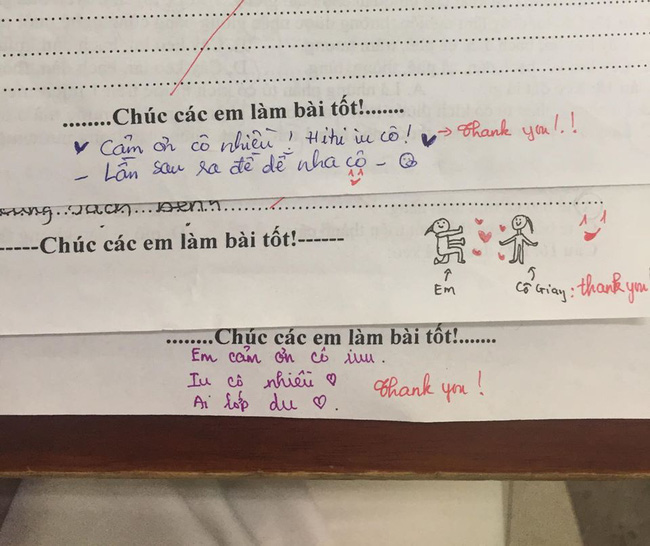 Trình nịnh cô của học sinh lên tầm vô cực: Bài kiểm tra cũng không tha, thả tim chiu chíu và nhắn nhủ ngọt ngào thế này - Ảnh 1.