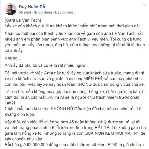 Kỹ sư Lê Văn Tạch bị tố tự ý sử dụng xe của khách chở khách miễn phí - Ảnh 1.