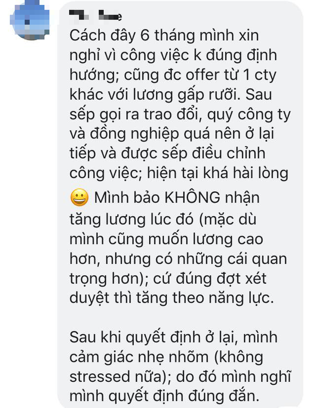  Đăng đàn hỏi nộp đơn xin nghỉ việc nhưng sếp tăng lương thì có nên ở lại không? Nàng công sở khiến dân mạng tranh cãi dữ dội  - Ảnh 6.