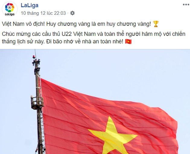 La Liga và Bundeslia đồng loạt gửi lời chúc mừng U22 Việt Nam - Ảnh 1.