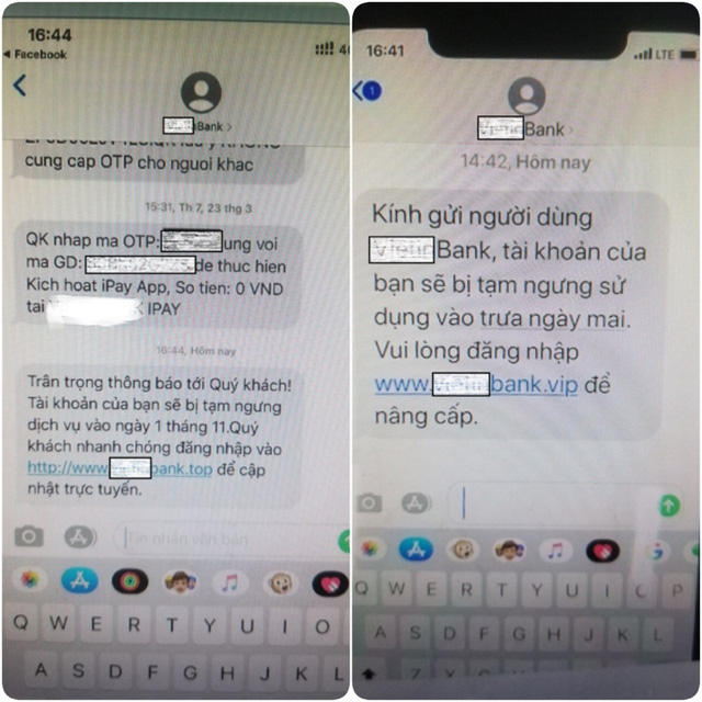 Bộ Công An cảnh báo thủ đoạn giả mạo tin nhắn ngân hàng lừa tiền người dân - Ảnh 1.