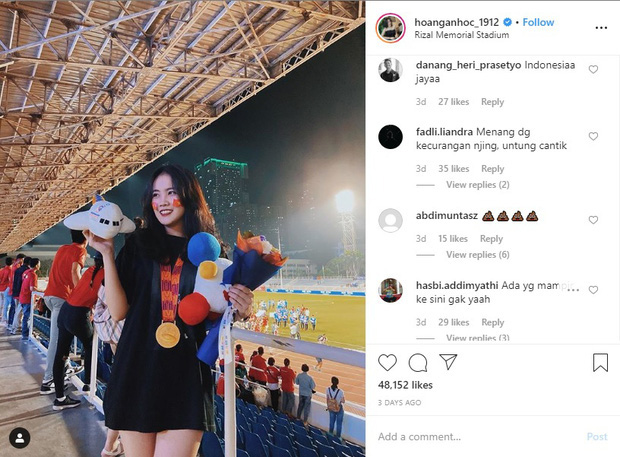 Fan Indonesia đánh chiếm Instagram của bạn gái Văn Hậu, buông lời khiếm nhã tới đôi trai tài, gái sắc - Ảnh 1.