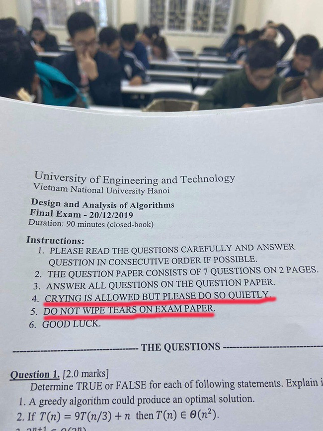 Hướng dẫn làm bài thi lầy lội kiểu khóc cũng được nhưng khóc bé thôi, một trường Đại học ở Hà Nội lập tức chiếm sóng MXH - Ảnh 1.