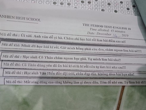 Không biết nên khóc hay cười với mã đề thi đánh đố đầy ngọt ngào của cô giáo: Úi xời, Anh văn dễ ẹc, Da sáng dáng cao tự làm đi - Ảnh 1.