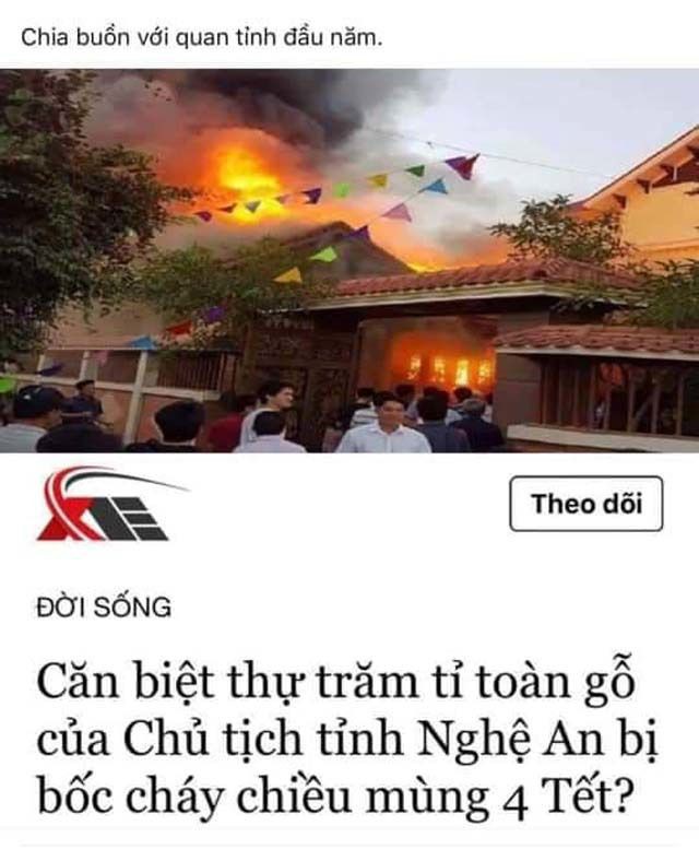 Thông tin biệt thự trăm tỉ của Chủ tịch tỉnh Nghệ An bốc cháy là bịa đặt - Ảnh 1.