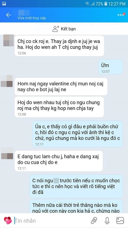 Valentine bị người yêu cũ của chồng nhắn tin khoe \