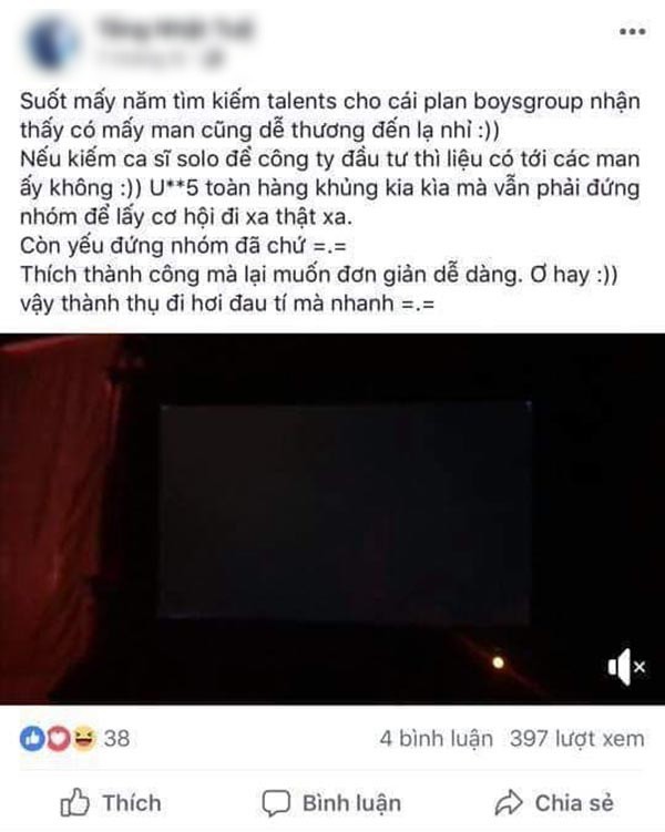 Ông bầu trong vụ thành viên nhóm nhạc tố gạ tình từng viết status ám ảnh: Thích thành công dễ dàng thì làm thụ đi - Ảnh 2.