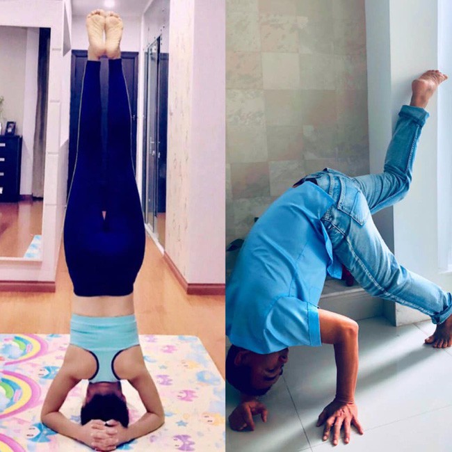 MC Quyền Linh nhận kết đắng khi bắt chước những tư thế yoga khó nhằn của bà xã - Ảnh 2.