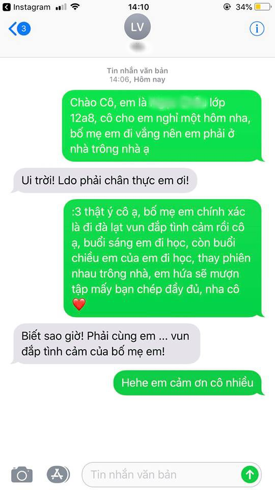 Học trò xin nghỉ học với lý do: Trông nhà cho bố mẹ đi Đà Lạt hâm nóng tình cảm và phản ứng siêu dễ thương của cô giáo - Ảnh 1.