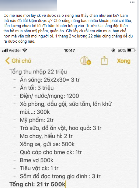 Vợ trẻ méo mặt vì làm 22 triệu tiêu hết 21,5 triệu, chị em mắng xơi xơi vì khoản tiêu hoang như thời son rỗi này - Ảnh 1.